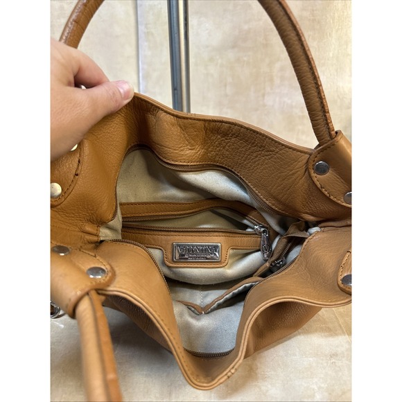 Valentina Brown Leather‎ Satchel Shoulder Bag GORGEOUS! Silver Hardware - Picture 4 of 5